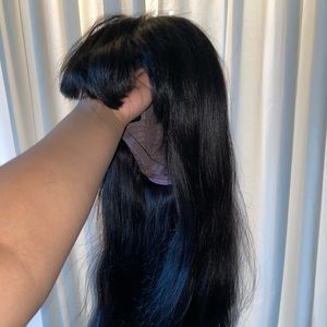 Human Hair Glueless Bang Wig No lace 250% density 20 inches